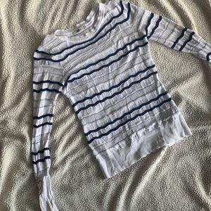 Desigual breathable sweater for layering in size Medium. Blue and silver stripes